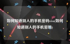如何知道别人的手机密码vivo(如何知道别人的手机密码)