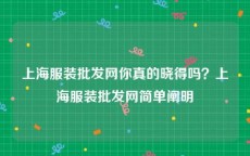 上海服装批发网你真的晓得吗？上海服装批发网简单阐明