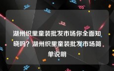 湖州织里童装批发市场你全面知晓吗？湖州织里童装批发市场简单说明