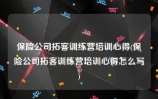 保险公司拓客训练营培训心得(保险公司拓客训练营培训心得怎么写)