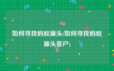 如何寻找蚂蚁源头(如何寻找蚂蚁源头客户)