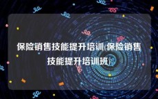 保险销售技能提升培训(保险销售技能提升培训班)