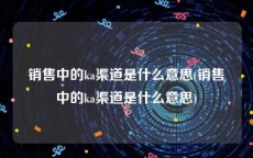 销售中的ka渠道是什么意思(销售中的ka渠道是什么意思)