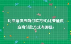 比亚迪供应商付款方式(比亚迪供应商付款方式有哪些)