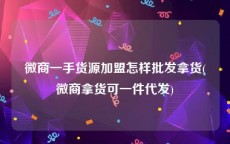 微商一手货源加盟怎样批发拿货(微商拿货可一件代发)