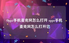 Oppo手机麦克风怎么打开 oppo手机麦克风怎么打开它