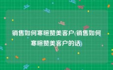 销售如何寒暄赞美客户(销售如何寒暄赞美客户的话)