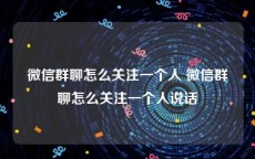 微信群聊怎么关注一个人 微信群聊怎么关注一个人说话