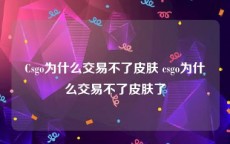 Csgo为什么交易不了皮肤 csgo为什么交易不了皮肤了