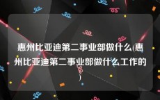 惠州比亚迪第二事业部做什么(惠州比亚迪第二事业部做什么工作的)