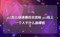 gta5怎么快速赚钱买虎鲸 gta5线上一个人干什么最赚钱