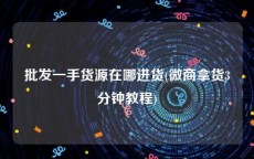 批发一手货源在哪进货(微商拿货3分钟教程)