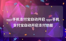 oppo手机支付宝自动开启 oppo手机支付宝自动开启支付功能