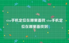 vivo手机定位在哪里面找 vivo手机定位在哪里面找到