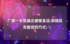 厂家一手货源去哪里拿货(微商批发提货的方式)