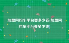 加盟网约车平台要多少钱(加盟网约车平台要多少钱)