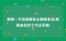 微商一手货源商家去哪里拿货(微商拿货这个方法实用)