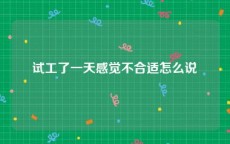 试工了一天感觉不合适怎么说