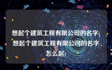 想起个建筑工程有限公司的名字(想起个建筑工程有限公司的名字怎么起)