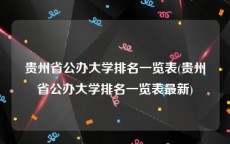贵州省公办大学排名一览表(贵州省公办大学排名一览表最新)