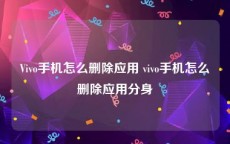 Vivo手机怎么删除应用 vivo手机怎么删除应用分身