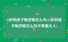 13岁的孩子叛逆期怎么办(13岁的孩子叛逆期怎么办不尊重大人)