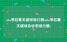 nba季后赛关键球排行榜(nba季后赛关键球命中率排行榜)
