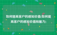 如何提高客户的感知价值(如何提高客户的感知价值和能力)