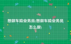 想做车险业务员(想做车险业务员怎么做)