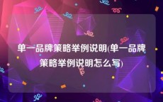 单一品牌策略举例说明(单一品牌策略举例说明怎么写)