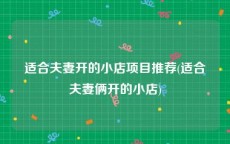 适合夫妻开的小店项目推荐(适合夫妻俩开的小店)