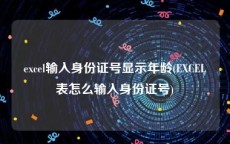 excel输入身份证号显示年龄(EXCEL表怎么输入身份证号)