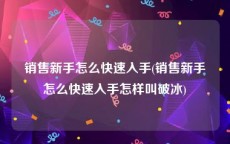 销售新手怎么快速入手(销售新手怎么快速入手怎样叫破冰)