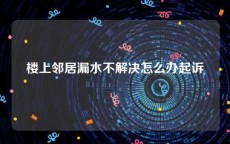 楼上邻居漏水不解决怎么办起诉