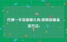 代理一手货源哪儿有(微商加盟拿货方法)