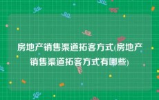房地产销售渠道拓客方式(房地产销售渠道拓客方式有哪些)