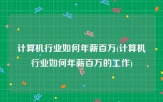 计算机行业如何年薪百万(计算机行业如何年薪百万的工作)