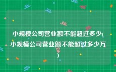 小规模公司营业额不能超过多少(小规模公司营业额不能超过多少万)