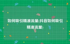 如何吸引精准流量(抖音如何吸引精准流量)