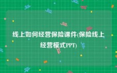 线上如何经营保险课件(保险线上经营模式PPT)
