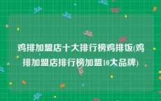鸡排加盟店十大排行榜鸡排饭(鸡排加盟店排行榜加盟10大品牌)