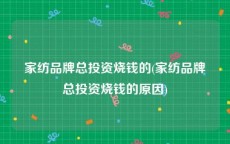 家纺品牌总投资烧钱的(家纺品牌总投资烧钱的原因)