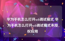 华为手机怎么打开usb调试模式 华为手机怎么打开usb调试模式未授权应用
