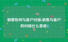 销售如何与客户对接(销售与客户的对接什么意思)