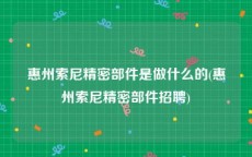 惠州索尼精密部件是做什么的(惠州索尼精密部件招聘)