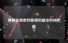 果树盆栽肥料施用的最佳时间把握