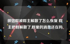 微信群被群主解散了怎么恢复 群主把群解散了,群里的消息还在吗