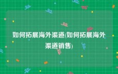 如何拓展海外渠道(如何拓展海外渠道销售)