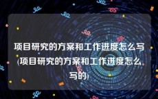 项目研究的方案和工作进度怎么写(项目研究的方案和工作进度怎么写的)