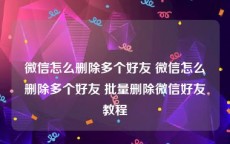 微信怎么删除多个好友 微信怎么删除多个好友 批量删除微信好友教程